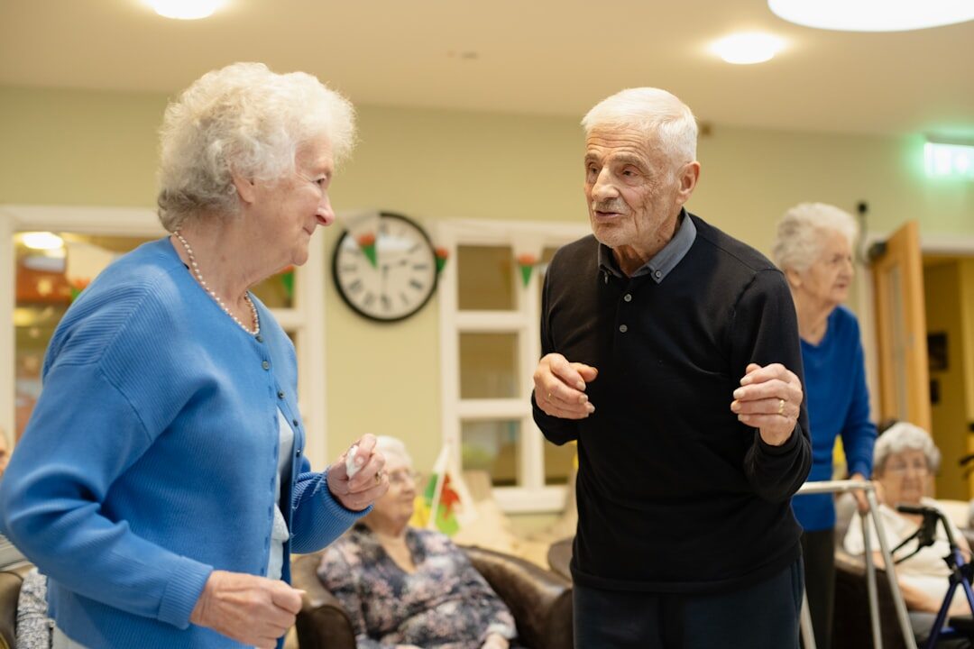elderly group chatting
